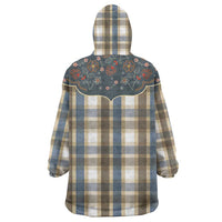 Vintage Western Flowers Yoke Shirt Style Wearable Blanket Hoodie Gingham - Wonder Print Shop