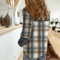 Vintage Western Flowers Yoke Shirt Style Women Casual Shirt Gingham - Wonder Print Shop
