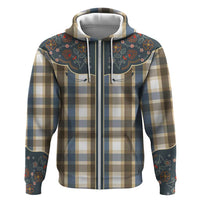 Vintage Western Flowers Yoke Shirt Style Zip Hoodie Gingham - Wonder Print Shop