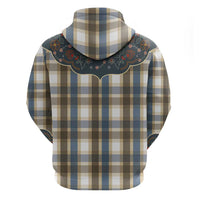 Vintage Western Flowers Yoke Shirt Style Zip Hoodie Gingham - Wonder Print Shop