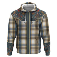 Vintage Western Flowers Yoke Shirt Style Zip Hoodie Gingham - Wonder Print Shop