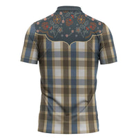Vintage Western Flowers Yoke Shirt Style Zipper Polo Shirt Gingham - Wonder Print Shop