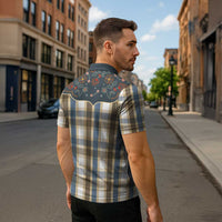 Vintage Western Flowers Yoke Shirt Style Zipper Polo Shirt Gingham - Wonder Print Shop