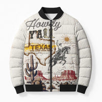 Texas Heritage Vintage Style Bomber Puffer Jacket Howdy Y’all and Lone Star State - Wonder Print Shop