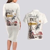 Texas Heritage Vintage Style Couples Matching Long Sleeve Bodycon Dress and Hawaiian Shirt Howdy Y’all and Lone Star State - Wonder Print Shop