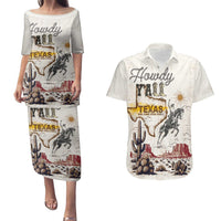 Texas Heritage Vintage Style Couples Matching Puletasi and Hawaiian Shirt Howdy Y’all and Lone Star State - Wonder Print Shop