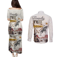 Texas Heritage Vintage Style Couples Matching Puletasi and Long Sleeve Button Shirt Howdy Y’all and Lone Star State - Wonder Print Shop