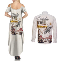 Texas Heritage Vintage Style Couples Matching Summer Maxi Dress and Long Sleeve Button Shirt Howdy Y’all and Lone Star State - Wonder Print Shop