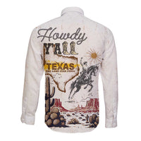 Texas Heritage Vintage Style Long Sleeve Button Shirt Howdy Y’all and Lone Star State - Wonder Print Shop
