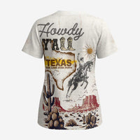 Texas Heritage Vintage Style Scrub Top Howdy Y’all and Lone Star State - Wonder Print Shop