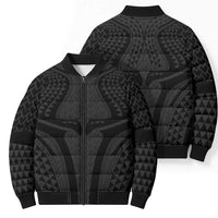 Hawaiian Kakau Art Tattoos Aquaman Style Bomber Puffer Jacket Black Version - Wonder Print Shop