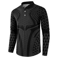 Hawaiian Kakau Art Tattoos Aquaman Style Button Sweatshirt Black Version - Wonder Print Shop