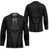 Hawaiian Kakau Art Tattoos Aquaman Style Hockey Jersey Black Version - Wonder Print Shop