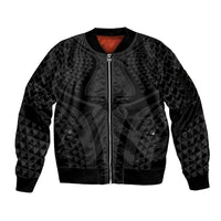 Hawaiian Kakau Art Tattoos Aquaman Style Sleeve Zip Bomber Jacket Black Version - Wonder Print Shop