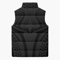 Hawaiian Kakau Art Tattoos Aquaman Style Sleeveless Puffer Jacket Black Version - Wonder Print Shop