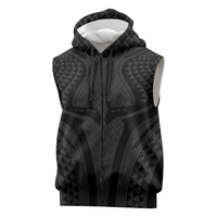 Hawaiian Kakau Art Tattoos Aquaman Style Sleeveless Zip Hoodie Black Version - Wonder Print Shop