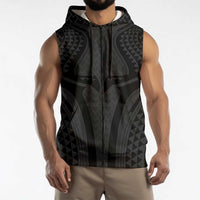 Hawaiian Kakau Art Tattoos Aquaman Style Sleeveless Zip Hoodie Black Version - Wonder Print Shop