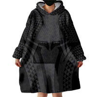Hawaiian Kakau Art Tattoos Aquaman Style Wearable Blanket Hoodie Black Version - Wonder Print Shop