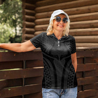 Hawaiian Kakau Art Tattoos Aquaman Style Women Polo Shirt Black Version - Wonder Print Shop