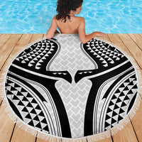 Hawaiian Kakau Art Tattoos Aquaman Style Beach Blanket White Version - Wonder Print Shop