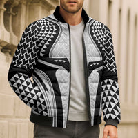 Hawaiian Kakau Art Tattoos Aquaman Style Bomber Puffer Jacket White Version - Wonder Print Shop