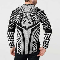 Hawaiian Kakau Art Tattoos Aquaman Style Button Sweatshirt White Version - Wonder Print Shop