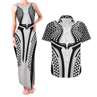 Hawaiian Kakau Art Tattoos Aquaman Style Couples Matching Tank Maxi Dress and Hawaiian Shirt White Version - Wonder Print Shop