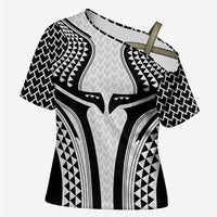 Hawaiian Kakau Art Tattoos Aquaman Style Cross Shoulder Shirt White Version - Wonder Print Shop