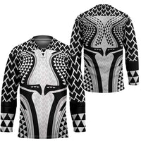 Hawaiian Kakau Art Tattoos Aquaman Style Hockey Jersey White Version - Wonder Print Shop