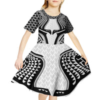 Hawaiian Kakau Art Tattoos Aquaman Style Kid Short Sleeve Dress White Version - Wonder Print Shop