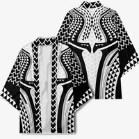 Hawaiian Kakau Art Tattoos Aquaman Style Kimono White Version - Wonder Print Shop