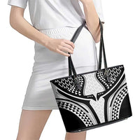 Hawaiian Kakau Art Tattoos Aquaman Style Leather Tote Bag White Version - Wonder Print Shop