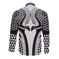 Hawaiian Kakau Art Tattoos Aquaman Style Long Sleeve Button Shirt White Version - Wonder Print Shop