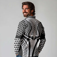 Hawaiian Kakau Art Tattoos Aquaman Style Long Sleeve Polo Shirt White Version - Wonder Print Shop