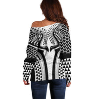 Hawaiian Kakau Art Tattoos Aquaman Style Off Shoulder Sweater White Version - Wonder Print Shop