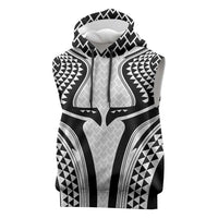 Hawaiian Kakau Art Tattoos Aquaman Style Sleeveless Hoodie White Version - Wonder Print Shop