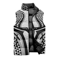 Hawaiian Kakau Art Tattoos Aquaman Style Sleeveless Puffer Jacket White Version - Wonder Print Shop