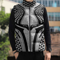 Hawaiian Kakau Art Tattoos Aquaman Style Sleeveless Puffer Jacket White Version - Wonder Print Shop