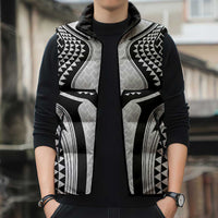Hawaiian Kakau Art Tattoos Aquaman Style Sleeveless Puffer Jacket White Version - Wonder Print Shop
