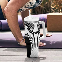 Hawaiian Kakau Art Tattoos Aquaman Style Tumbler With Handle White Version - Wonder Print Shop