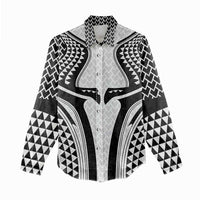 Hawaiian Kakau Art Tattoos Aquaman Style Women Casual Shirt White Version - Wonder Print Shop