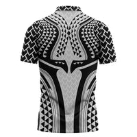 Hawaiian Kakau Art Tattoos Aquaman Style Zipper Polo Shirt White Version - Wonder Print Shop