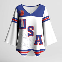 USA Ice Hockey Custom Kimono Sleeve Blouse Sporty Style