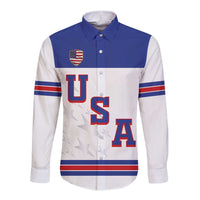 USA Ice Hockey Custom Long Sleeve Button Shirt Sporty Style