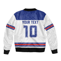 USA Ice Hockey Custom Sleeve Zip Bomber Jacket Sporty Style