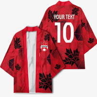 Custom Canada Football Kimono Maple Leaves Geometric Style