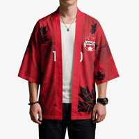 Custom Canada Football Kimono Maple Leaves Geometric Style