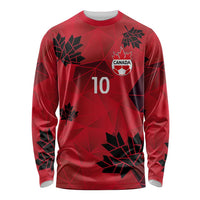 Custom Canada Football Long Sleeve Shirt Maple Leaves Geometric Style