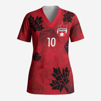 Custom Canada Football Scrub Top Maple Leaves Geometric Style