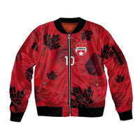 Custom Canada Football Sleeve Zip Bomber Jacket Maple Leaves Geometric Style